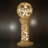 Sandstone Vine Ball Pillar Light with glowing fiber floral sphere