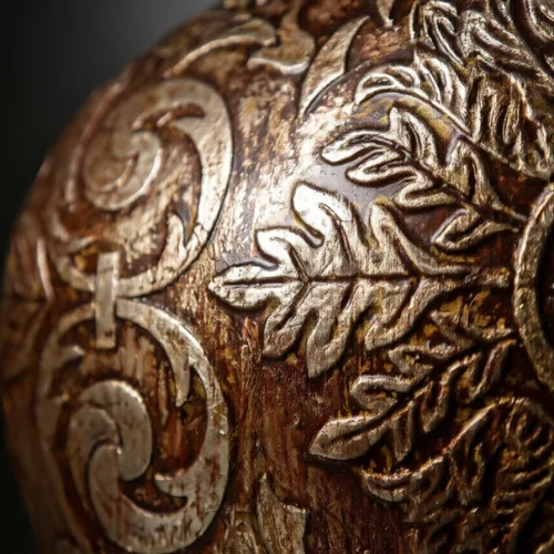 Fiber Textured Lamp Pot with antique glowing finish