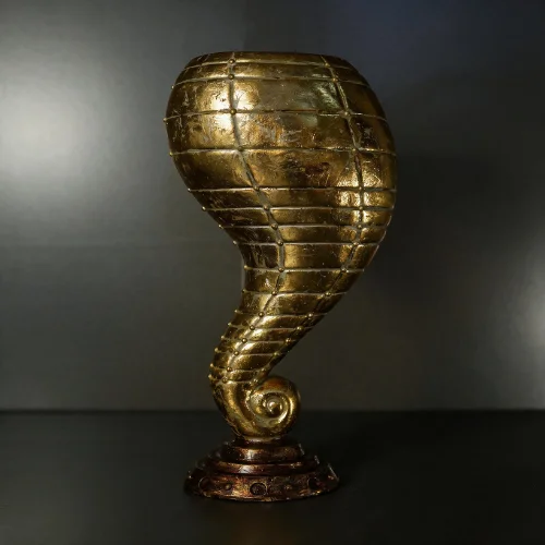Golden Spiral Fiber Lamp with sculptural curved glowing shape