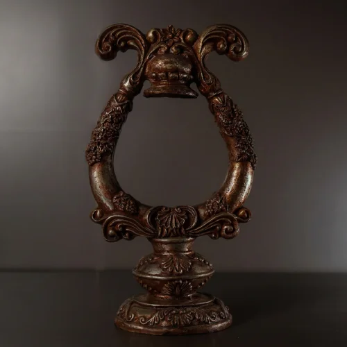 Antique Scroll Table Lamp with silver-brown scroll carving