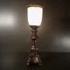 Antique Candlestick Table Lamp with frosted glass shade and silver-brown finish