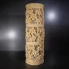 Sandstone Floral Cylinder Garden Light with glowing fiber floral panels