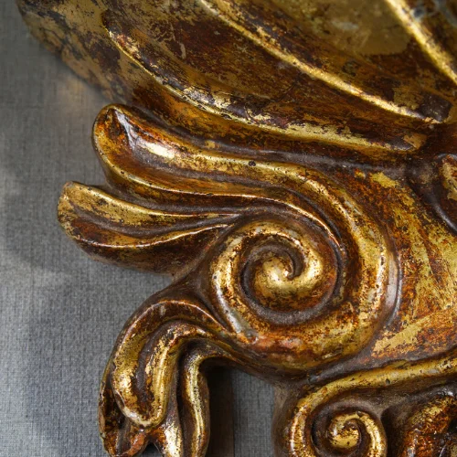 Golden Shell Wall Planter with scalloped shell top and antique finish