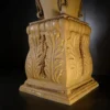 Sandstone Rope Lamp Base with carved leaf pedestal and rope trim