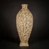 Sandstone Tree Vase Garden Light with glowing carved tree design