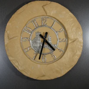 Round Stone Wall Clock with Silver Numerals Decorative Home Wall Clock