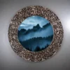 Round Aluminium Foil Mirror with handmade textured frame
