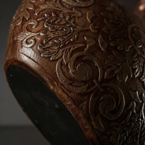 Fiber Textured Lamp Pot with antique glowing finish