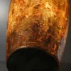 Golden Antique Fiber Lamp Pot with brown-gold leafing glow finish