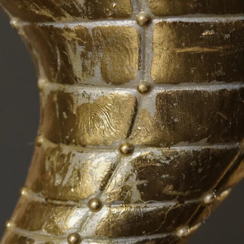 Golden Spiral Fiber Lamp with sculptural curved glowing shape