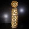 Sandstone Garden Pillar Light with carved floral pattern and glowing ball top