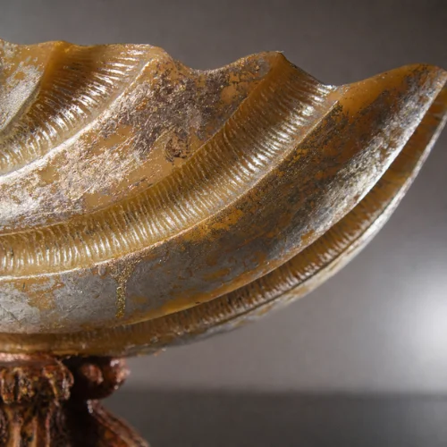 Silver Shell Lamp Pot with sculptural glowing wave shape