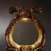 Antique Scroll Table Lamp with silver-brown scroll carving