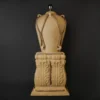 Sandstone Rope Lamp Base with carved leaf pedestal and rope trim