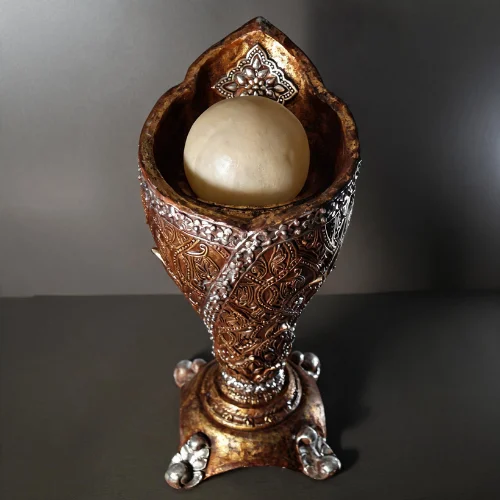 Golden Tulip Floor Lamp with glowing orb and jeweled antique finish