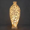 Sandstone Tree Vase Garden Light with glowing carved tree design