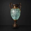 Silver Urn Floor Lamp with scrolled handles and glowing textured body