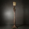 Torchiere Column Floor Lamp with frosted shade and fluted column
