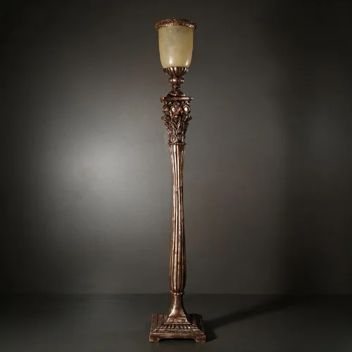 Torchiere Column Floor Lamp with frosted shade and fluted column