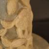 Sandstone Flared Vase Garden Light with glowing fiber vine pattern