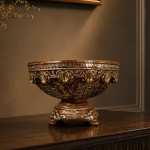 Antique Decorative Pedestal Bowl with vintage bronze finish for home décore