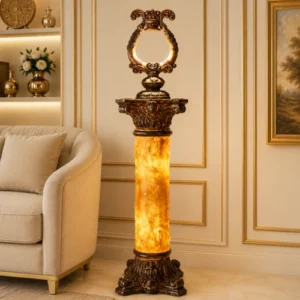 Luxury Onyx Pedestal Lamp with Illuminated Marble Style Column Decorative Floor Lamp