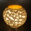 Sandstone Round Vine Planter with glowing carved floral pattern