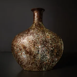Fiber Textured Lamp Pot with antique glowing finish