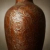 Silver Antique Fiber Lamp Pot with silver-brown textured glow finish