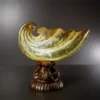 Silver Shell Lamp Pot with sculptural glowing wave shape