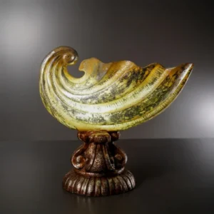 Silver Shell Lamp Pot with sculptural glowing wave shape
