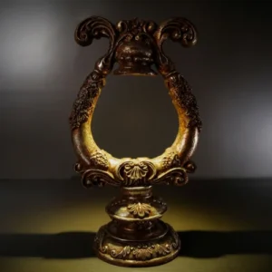 Antique Scroll Table Lamp with silver-brown scroll carving