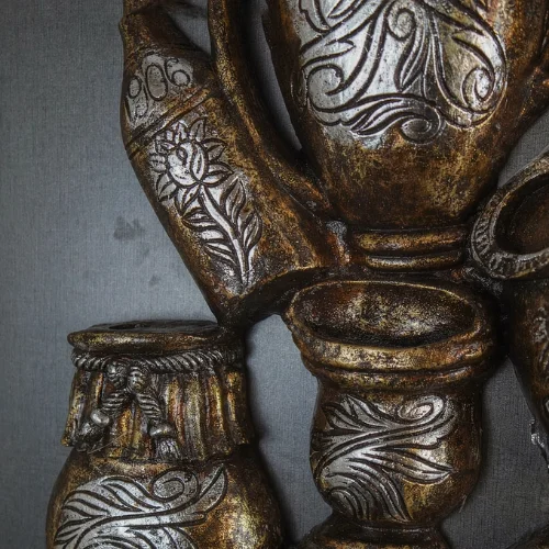 Fiber Vase Cluster Wall Hanging with silver-golden antique finish