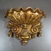 Golden Shell Wall Planter with scalloped shell top and antique finish