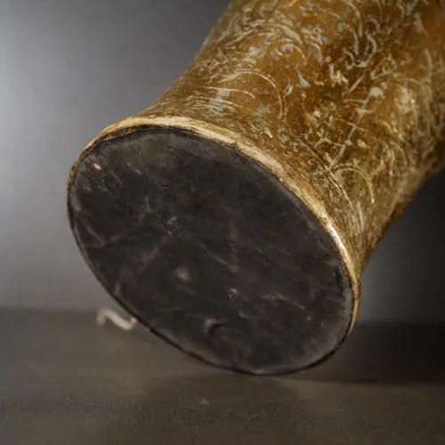 Golden Etched Floor Lamp with richly patterned golden glow finish