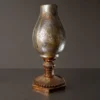 Frosted Glass Pedestal Lamp with textured shade and carved antique base
