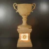 Sandstone Trophy Planter Pedestal with glowing floral base panel