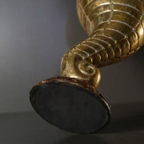 Golden Spiral Fiber Lamp with sculptural curved glowing shape