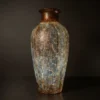 Silver Antique Fiber Lamp Pot with silver-brown textured glow finish