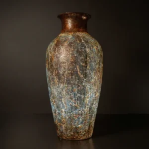 Silver Antique Fiber Lamp Pot with silver-brown textured glow finish