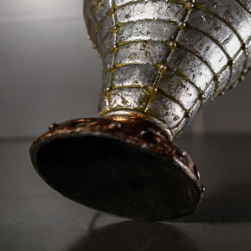 Silver Leafing Teardrop Lamp with textured quilted glow finish