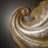 Silver Shell Lamp Pot with sculptural glowing wave shape