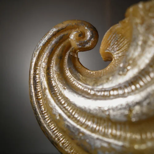 Silver Shell Lamp Pot with sculptural glowing wave shape