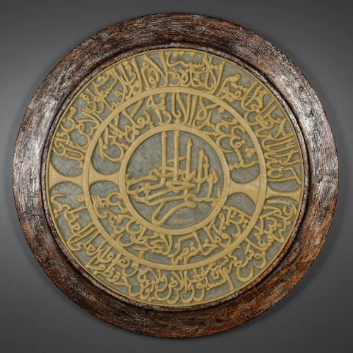 Round Ayatul Kursi Wall Art with glowing layered calligraphy design