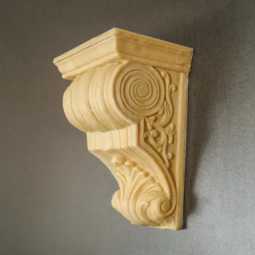 Sandstone Scroll Bracket with fluted body and shell carving