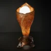 Golden Tulip Floor Lamp with glowing orb and jeweled antique finish