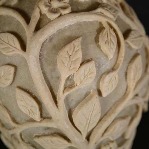 Sandstone Tree Vase Garden Light with glowing carved tree design