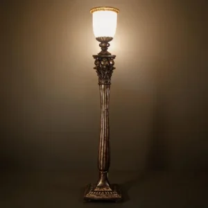 Torchiere Column Floor Lamp with frosted shade and fluted column
