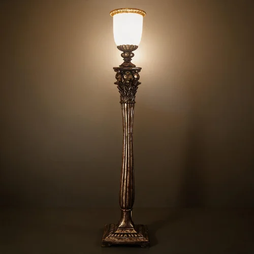 Torchiere Column Floor Lamp with frosted shade and fluted column
