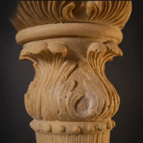 Sandstone Trophy Planter with carved diamond bowl and scrolled handles